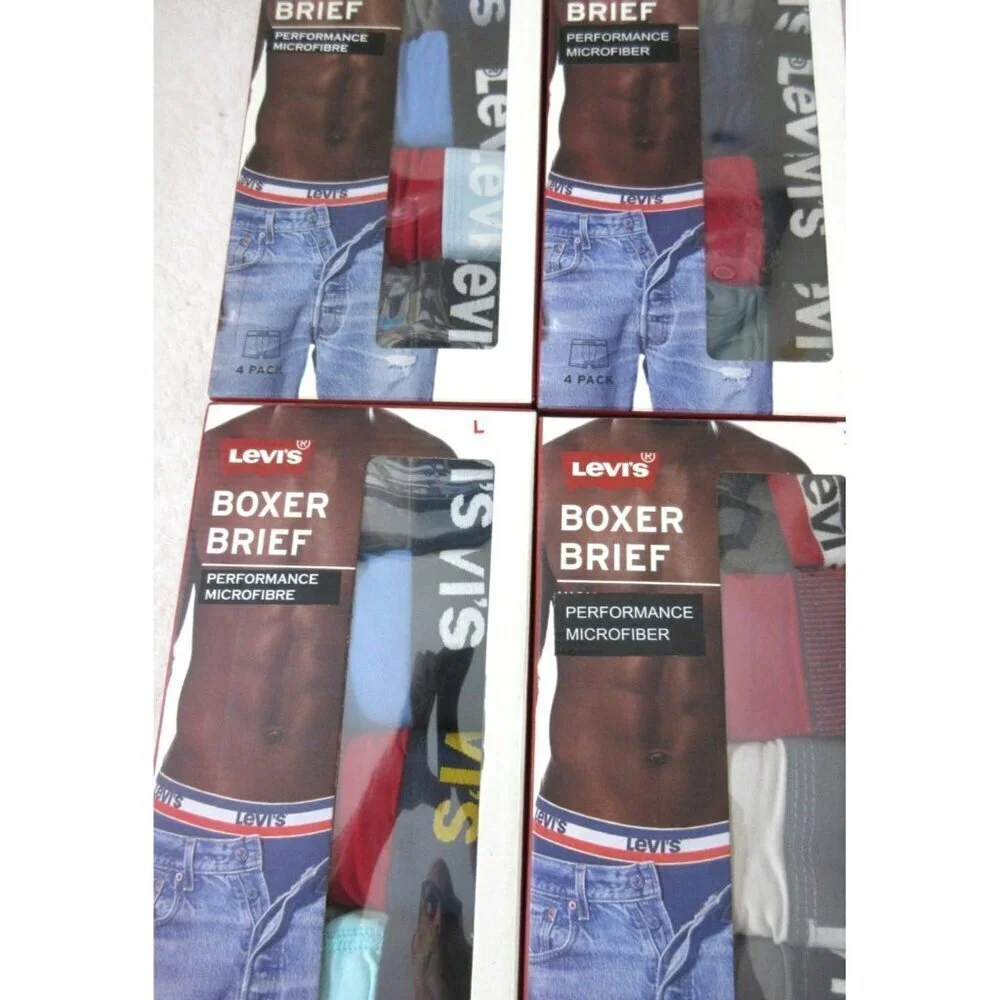 Levi's Men's Performance Microfiber 4 Pack Comfort Boxer Briefs Colors NIB
